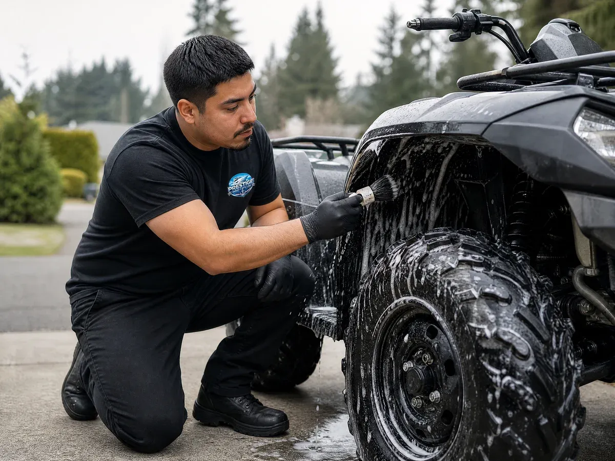 Richard working through the ATV detailing process — Prestige Marine & Auto Care in Seattle, WA