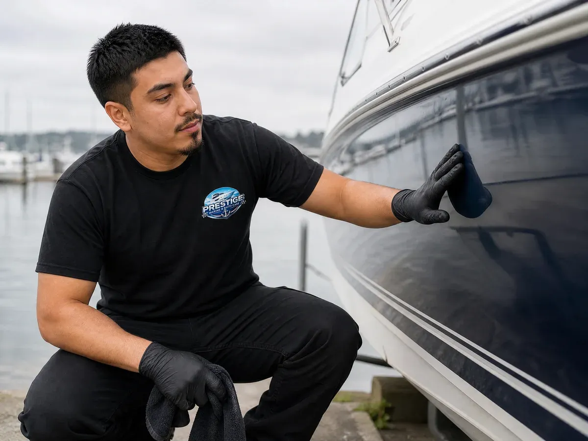 Inspecting a boat's finish — Prestige Marine & Auto Care in Seattle, WA
