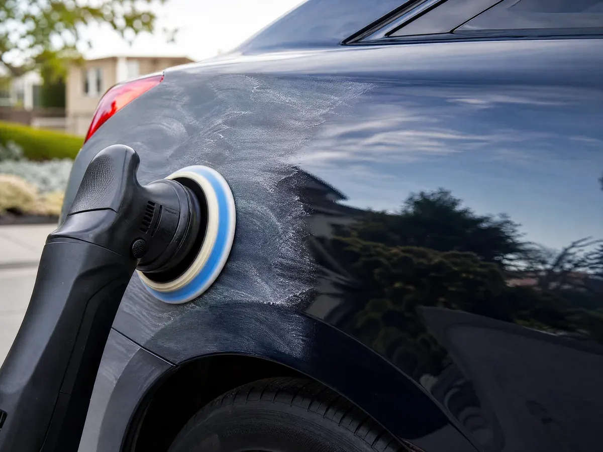 Machine polishing in progress — Prestige Marine & Auto Care in Seattle, WA