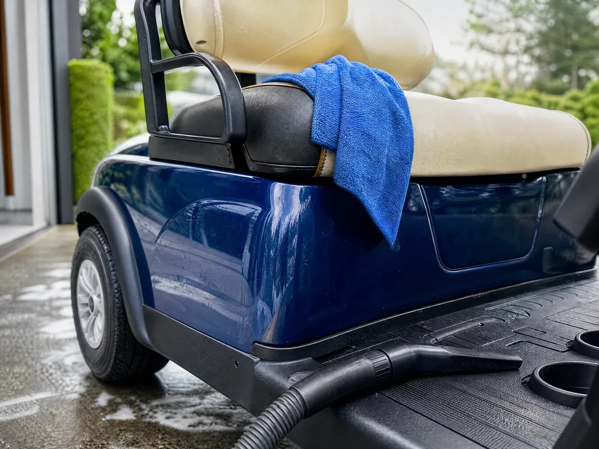 Close-up detail on a golf cart — Prestige Marine & Auto Care in Seattle, WA