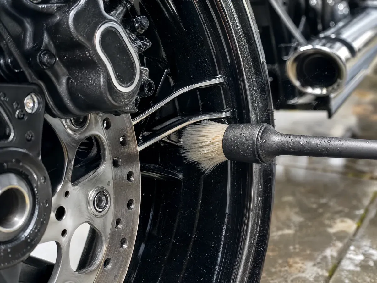 Detail close-up on a motorcycle — Prestige Marine & Auto Care in Seattle, WA